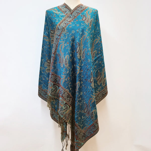 Bufanda Jacquard de Cachemira Suave con Borlas de Cashew