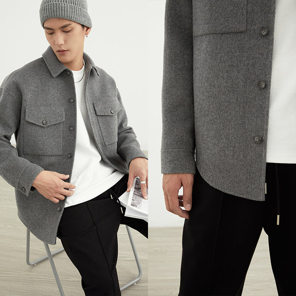 Camisa Abrigo Reversible con Parches para Hombre