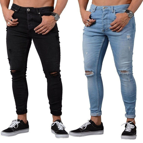 Jeans Rotos para Hombre con Desgarre en los Tobillos