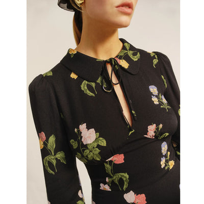 Vestido Largo Vintage con Estampado Francés y Mangas Largas - Image 8