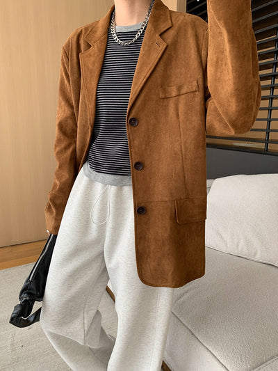 Blazer Suelto Estilo Vintage en Gamuza Sintética - Image 8