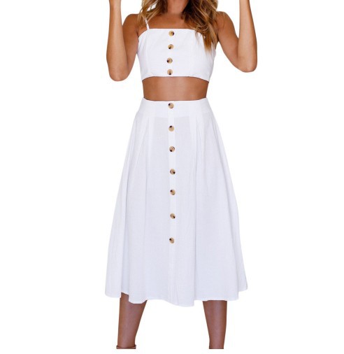 Vestido Blanco de Dos Piezas con Tirantes - Image 14