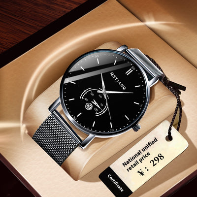 Cinturón Tecnológico de Acero Refinado con Calendario - Diseño Coreano Elegante Negro - Image 2