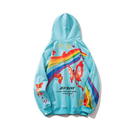 Sudadera Hip Hop Rainbow con Estampado Mariposa - Hoodie Streetwear Casual Unisex - Image 19