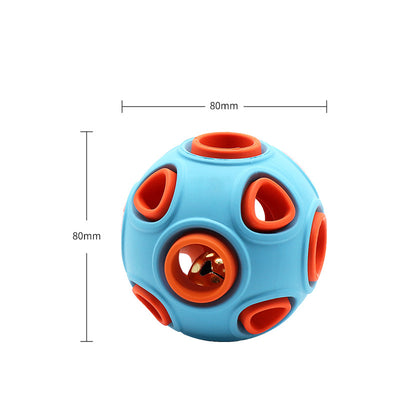 Blue and orange rubber dog toy ball with multiple holes, measuring 40mm in diameter. - Image 6