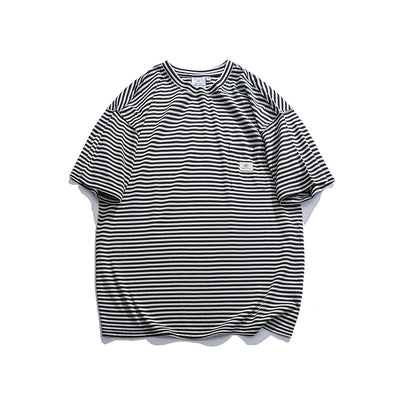 Camiseta Japonesa a Rayas con Manga Corta Suelta - Image 8