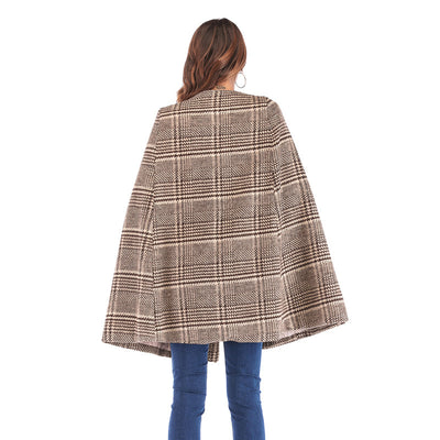 Capa de Cuero con Botones y Patrón Escocés para Mujer - Image 4