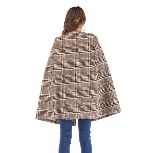 Capa de Cuero con Botones y Patrón Escocés para Mujer - Image 4