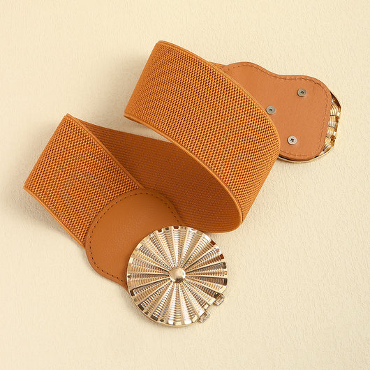Cinturón Elástico Ancho para Mujer con Hebilla Metálica Circular - Image 16