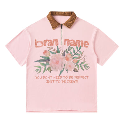 Polo Denim con Estampado Floral Retro - Diseño Unisex Oversize - Image 4