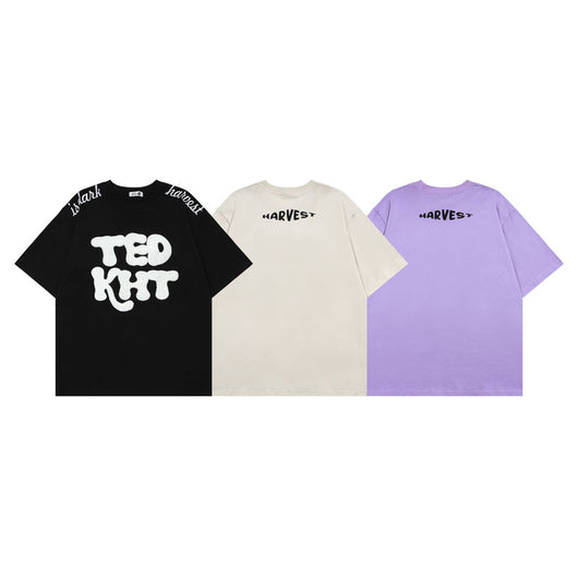 Camiseta Manga Corta Hombre con Bordado Flocking Alfabeto - Image 18