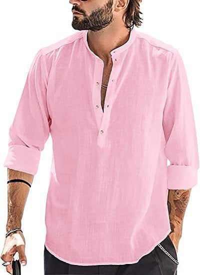 Camisa Casual para Hombre con Cuello de Pie y Puños Reforzados - Image 7