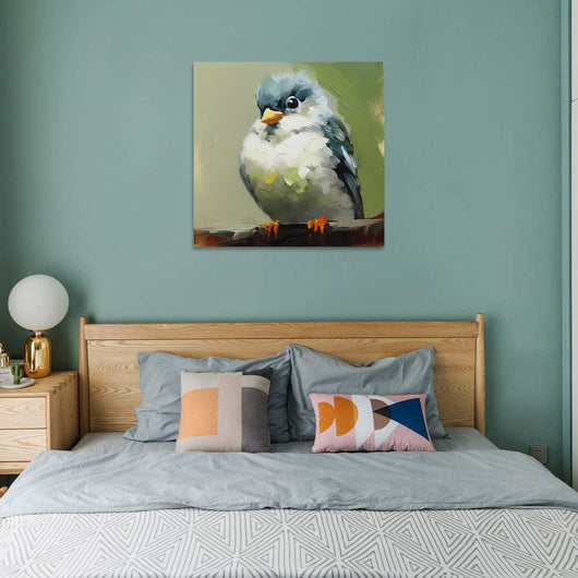 Cuadro Abstracto Moderno Pájaros Kawaii - Pintura al Óleo Artesanal para Sala y Habitación Infantil - Image 4