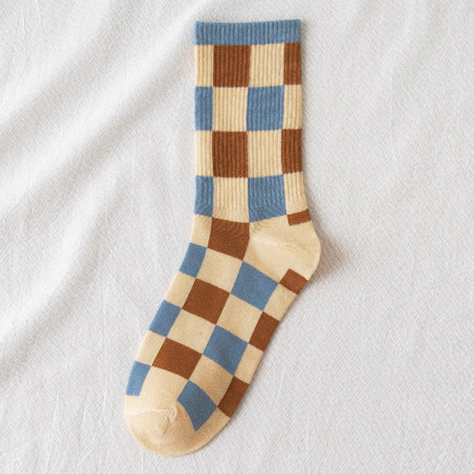Calcetines de Algodón para Mujer con Diseño Cuadros Azul Británico - Image 19