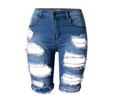 Pantalones Slim Talle Alto con Roturas - Moda Urbana Stretch Talla Grande - Image 7