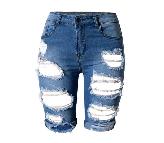 Pantalones Slim Talle Alto con Roturas - Moda Urbana Stretch Talla Grande - Image 7