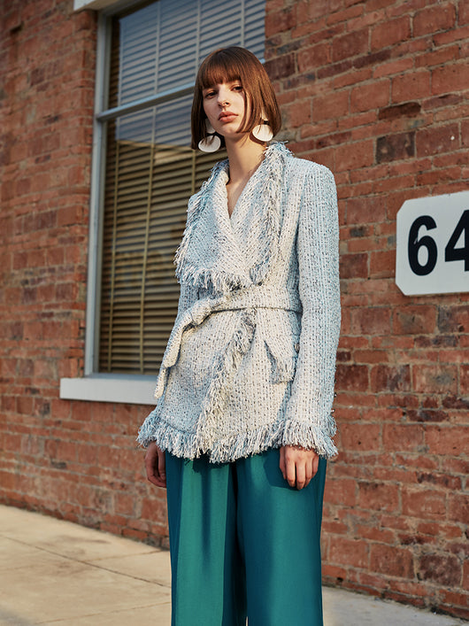 Chaqueta Oversized con Solapas Grandes y Flecos para Mujer - Image 2