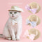 Sombrero de Paja Tejido para Gatos con Moño de Perlas