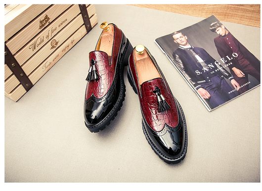 Zapatos Casuales Hombre Estilo Coreano con Borlas y Suela Gruesa