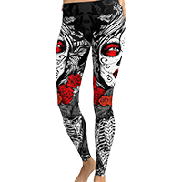 Pantalones Ajustados con Estampado de Calavera para Halloween