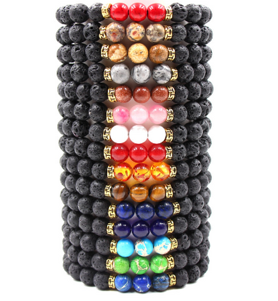 Pulsera Difusora de Aceites Esenciales con Piedras de Lava - 15 Colores Chakra Buddha Yoga