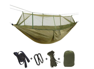 Hamaca Camping Doble con Red Antimosquitos - Paracaídas Portátil Verde Militar - Image 40