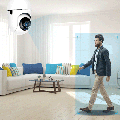 Four white indoor security cameras with black lenses and small antennas, shown in a 4-piece set. - Image 2
