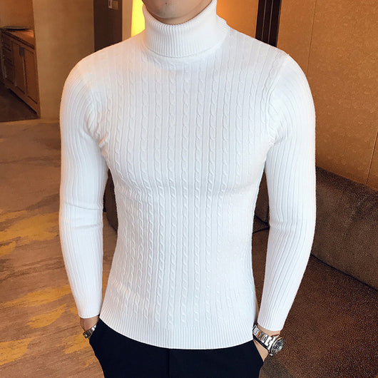 Suéter Cuello Alto Trenzado Hombre - Diseño Liso y Versátil - Image 24