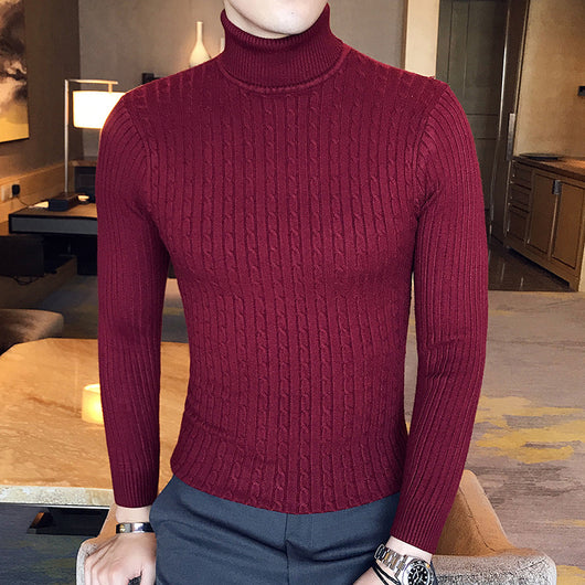 Suéter Cuello Alto Trenzado Hombre - Diseño Liso y Versátil - Image 22