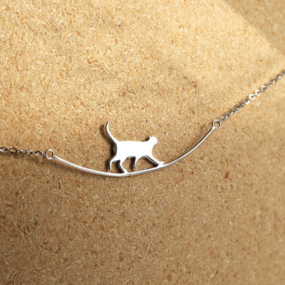 Collar de Plata 925 con Gato Curvo