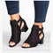 Sandalias de Tacón Alto Grueso Talla Grande con Abertura Lateral y Hebilla