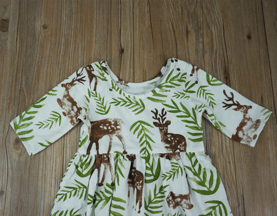 Vestido Estampado de Venado para Niña - Mangas 5/4 Colección Verano - Image 3