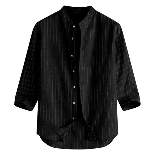 Camisa de Lino a Rayas con Manga Tres Cuartos para Hombre - Image 14