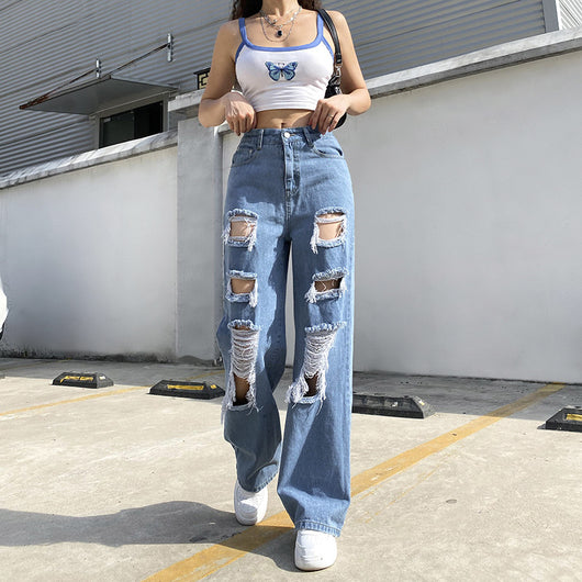 Jeans Rectos de Cintura Alta con Detalles Asimétricos - Image 15