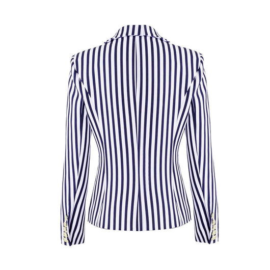 Blazer Entallado de Doble Botonadura con Rayas Vintage - Image 4