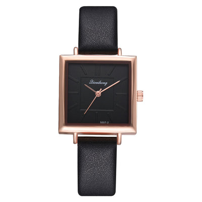 Reloj de Pulsera Cuadrado para Mujer con Cuero Contraído y Cristal - Image 3