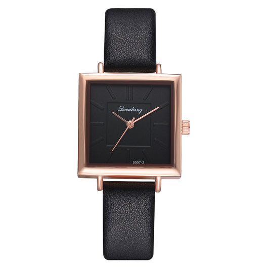 Reloj de Pulsera Cuadrado para Mujer con Cuero Contraído y Cristal - Image 3