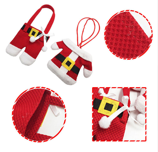 Juego de 6 Soportes para Cubiertos Navideños - Decoración Festiva de Mesa