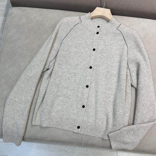 Cardigan de Lana Cuello Redondo Manga Larga Otoño-Invierno con Diseño Relajado y Estilizador - Image 3