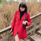 Blazer Doble Abotonado Talla Grande para Mujer - Corte Otoñal sin Cuello