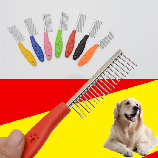 Peine de Acero Inoxidable con Mango Suave Colores Mascotas - Image 2