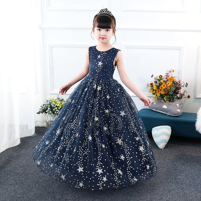 Vestido Princesa Azul Estrellado para Niña - Image 6