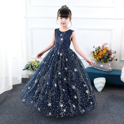 Vestido Princesa Azul Estrellado para Niña - Image 6