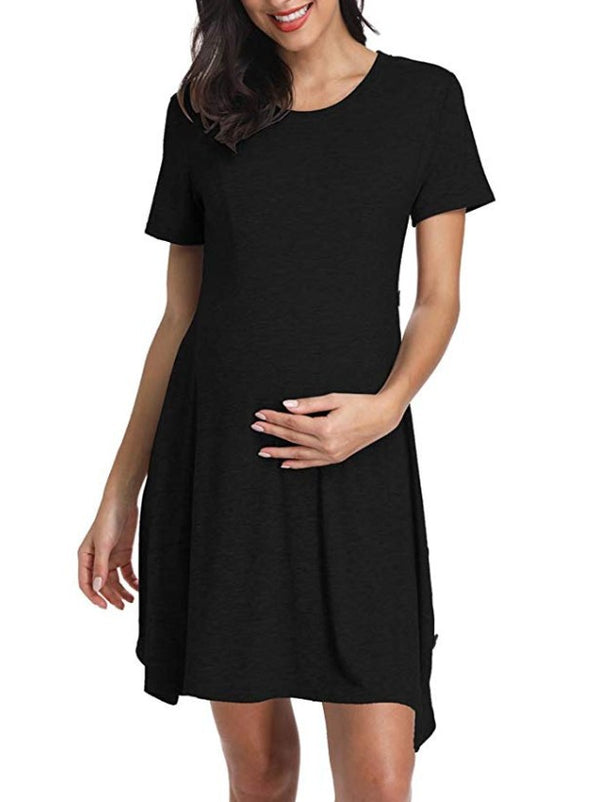 Vestido Premamá Corto Botones Liso - Comodidad y Estilo - Image 4