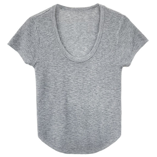 Camiseta Ajustada de Verano para Mujer - Cuello Redondo, Manga Corta y Cintura Definida - Image 6