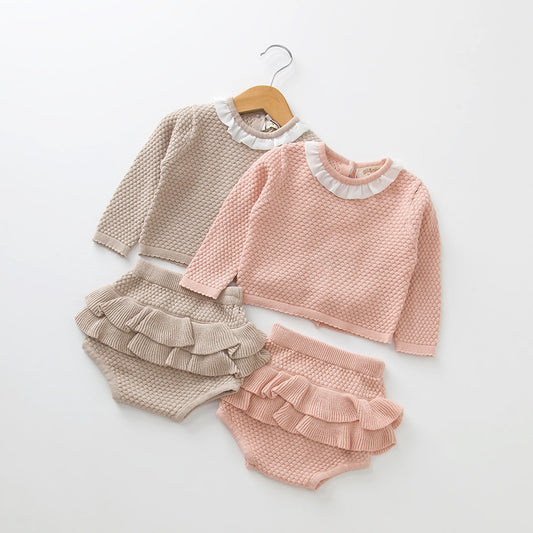 Conjunto de Dos Piezas de Suéter Tejido para Bebé