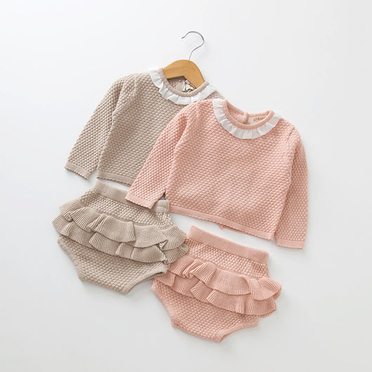 Conjunto de Dos Piezas de Suéter Tejido para Bebé