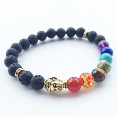Pulsera de Piedra Volcánica con Cabeza de Buda - Image 2