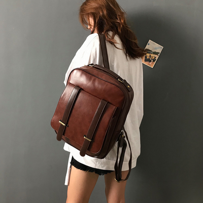 Bolso de Hombro Vintage Británico de Cuero Suave - Estilo Universitario Gran Capacidad - Image 9