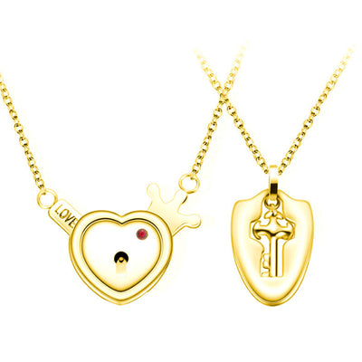 Conjunto de Joyas para Pareja de Acero de Titanio - Pulsera de Candado y Collar de Llave - Image 20